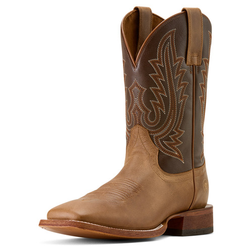 Ariat Men's Wheat Tan & Santa Fe Brown County Roads Wide Square Toe Cowboy Boots