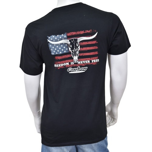 Cowboy Hardware Mens Black Freedom is Never Free Short Sleeve T Shirt