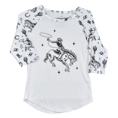 Cowboy Hardware Girls Rodeo Rider Raglan Quarter Sleeve T-Shirt