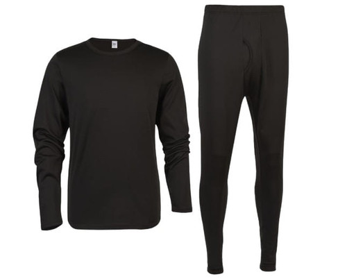 C.W. HART Mens Black Thermal Base Layer Set with Functional Fly