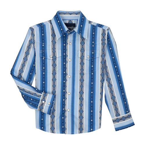 Wrangler Boys Blue Checotah Long Sleeve Shirt
