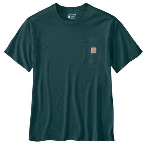 Carhartt Men's Greenstone Heater Relaxed Fit Lightweight Short Sleeve Pocket Geo Badge Graphic T-Shirt