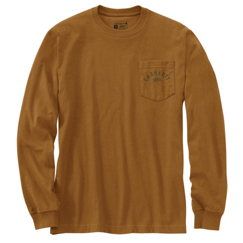 Carhartt Men's Carhartt Brown Loose Fit Heavyweight Long Sleeve Pocket Longhorn Graphic T-Shirt