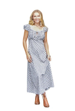Cotton & Rye Womens Navy Gingham Cap Sleeve Dress