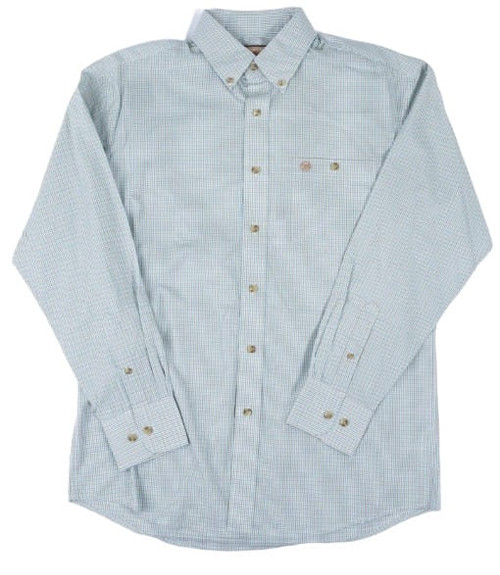 Wrangler Mens Tan and Blue Plaid Long Sleeve Western Button Up Shirt