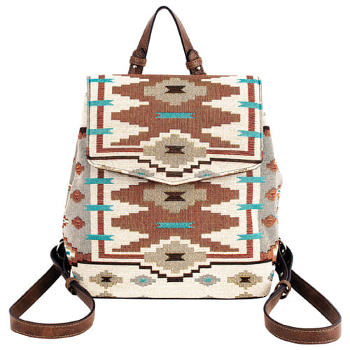 Justin Womens Cream and Brown Southwestern Aztec Sling Pouch Purse