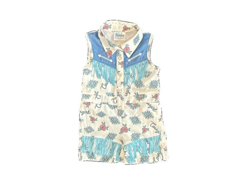 Shea Baby Girls Infant & Toddler White Cowgirl & Southwest Print Fringed Sleeveless Romper