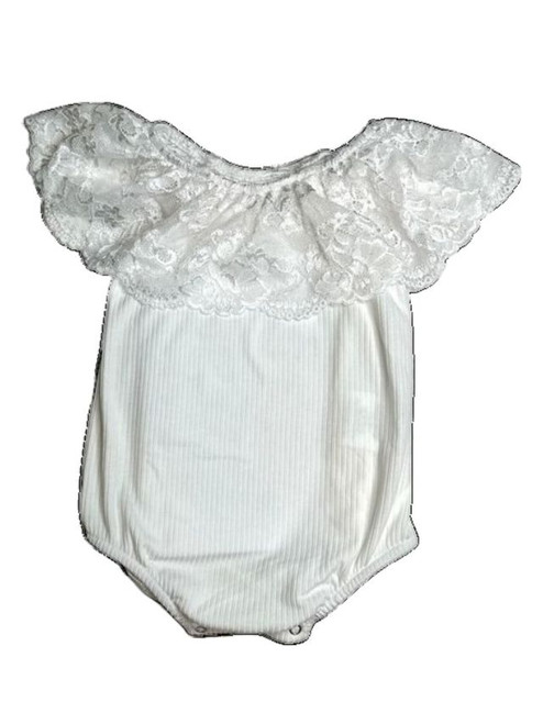 Shea Baby Infant Girls White Lace Onesie