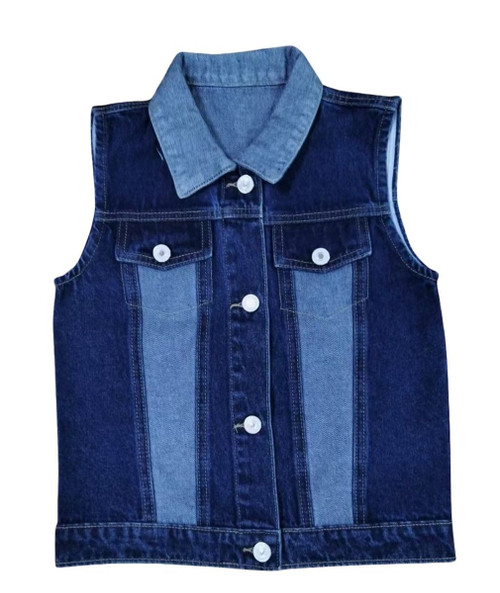 Shea Baby Toddler Girls Two Toned Denim Button Vest