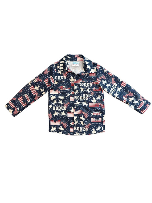 Shea Baby Toddler Boys Navy USA Rodeo Long Sleeve Snap Shirt