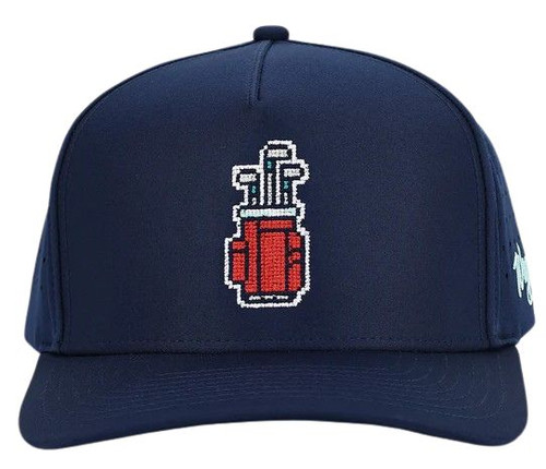 Waggle Men's Navy Blue with Embroidered Golf Clubs Gamer Hat