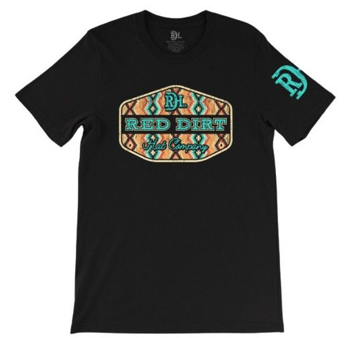 Red Dirt Hat Co Men's Black Free Rein Southwest Graphic Logo Short Sleeve T-Shirt