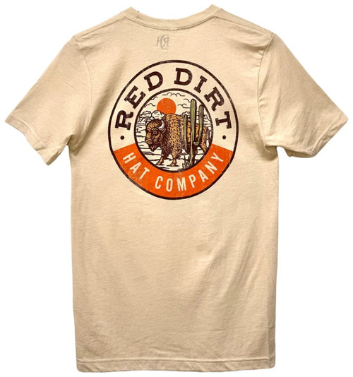 Red Dirt Hat Co Men's Keep Roamin' Buffalo Graphic Tan Heather Short Sleeve T-Shirt
