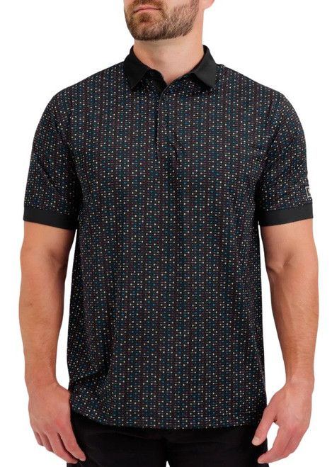 Waggle Men's Black Throwing Darts Short Sleeve Polo Shirt