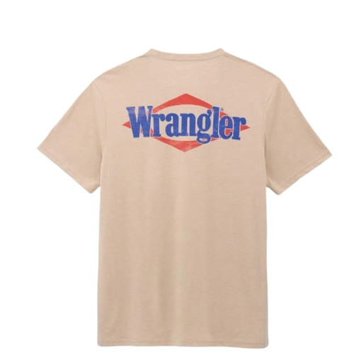 Wrangler Mens Oxford Tan Graphic Logo Pocket Short Sleeve T-Shirt