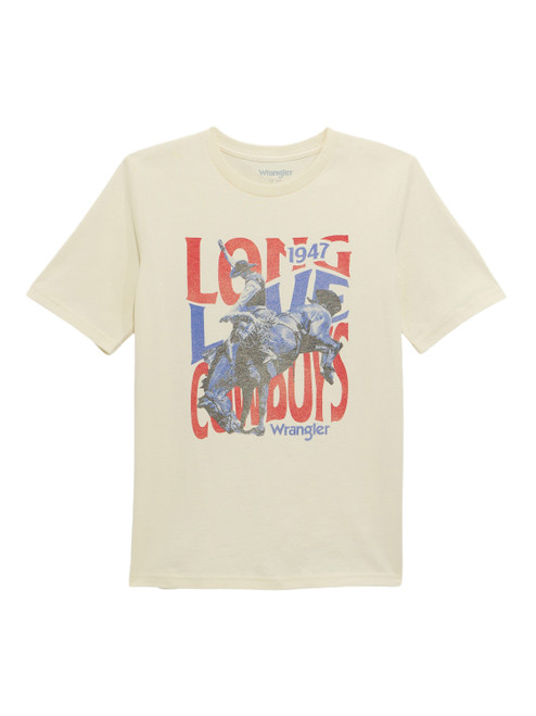 Wrangler Boys Off White Long Live Cowboys 1947 Graphic Short Sleeve T-Shirt