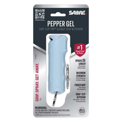 Security Equipment Sabre Chambray Blue Fast Flip Top Pepper Gel with Snap Clip