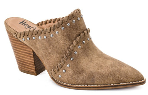 Corkys Ladies Blame The Bar Tan Slip On Wedge Mule Ankle Boots