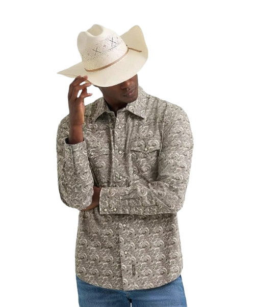 Wrangler Mens Retro Premium Long Sleeve Western Snap Printed Shirt