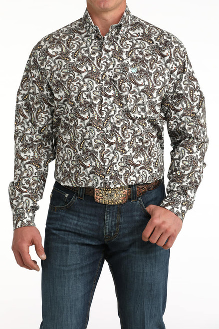 Rocky Mountain Cinch Men's Classic Fit Blue Paisley Print Long Sleeve Button Up Shirt