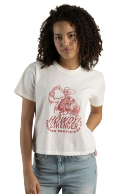 Sendero Ladies Vintage White Howdy Stranger Short Sleeve Graphic Boxy Tee