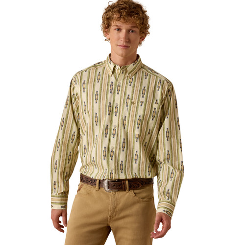 Ariat Men's Almond Oil Stripe Serape Stephon Aztec Print long Sleeve Button Up Shirt