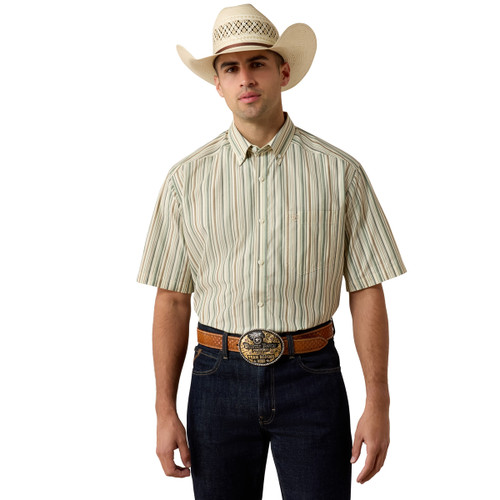 Ariat Men's White Multi Stripe Pro Stevie Short Sleeve Button Down Shirt