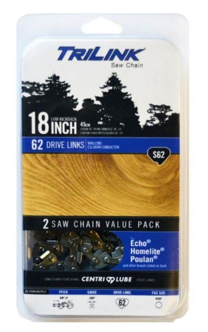 TriLink Twin Pack 18 in. S62 Semi Chisel Chainsaw Chain