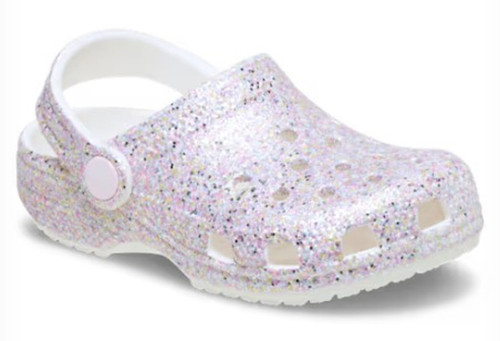 Crocs Unisex Toddler White Classic Fantasy Glitter Clog