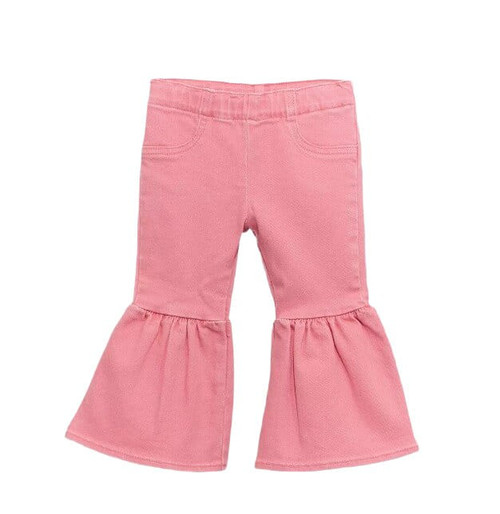Wrangler Little Girls Samira Pink Western Ruffle Flare Denim Jeans