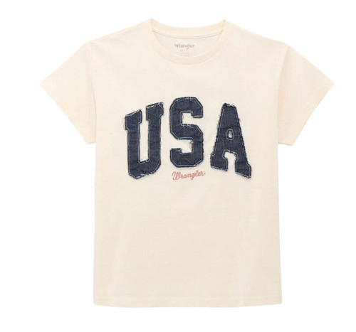 Wrangler Womens Retro Egret White USA Graphic Regular Fit Short Sleeve T-Shirt