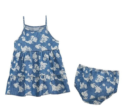Wrangler Baby Girl Floral Blue Western Denim Dress Set