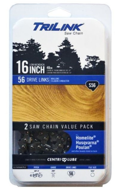 TriLink 16 in. S56 Semi Chisel Chainsaw Chain Twin Pack