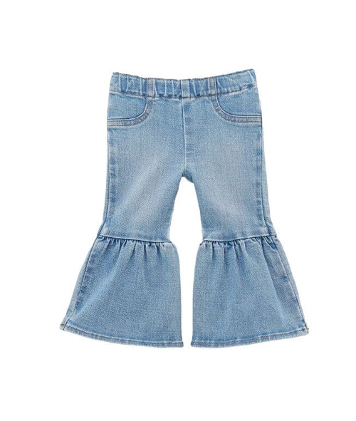 Wrangler Little Girls Sky Light Blue Western Ruffle Flare Denim Jeans