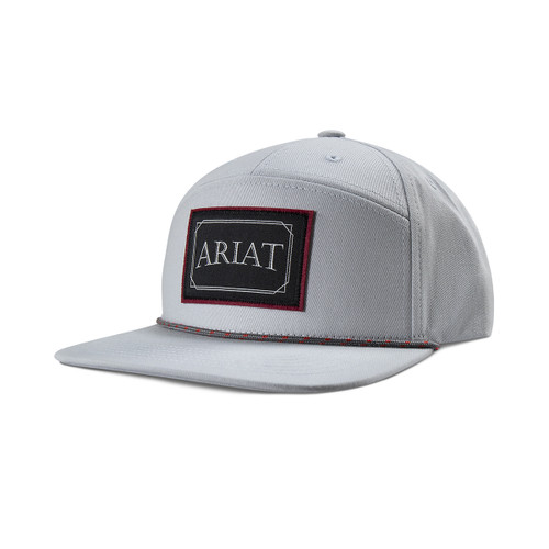 Ariat Men's Grey with Black Ariat Patch Logo 7 Panel Snapback Hat