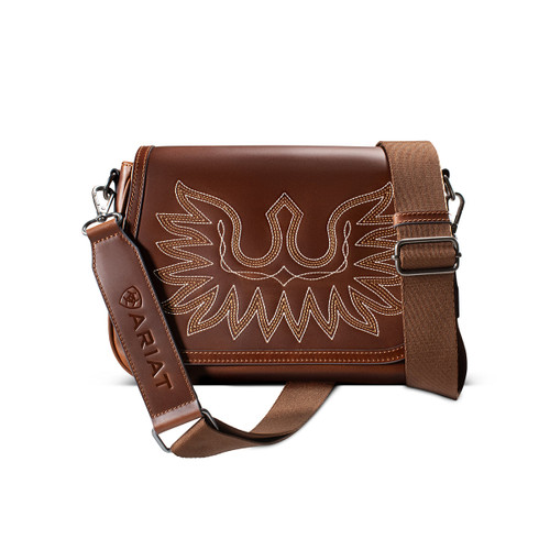 Ariat Women's Brown Leather Casanova Stitched Crossbody Purse