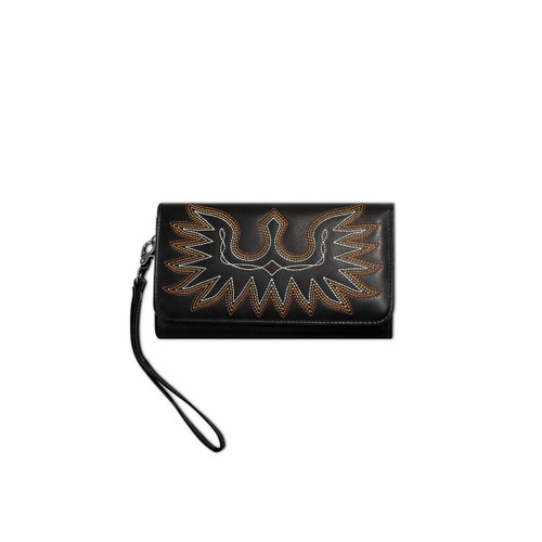 Ariat Women's Black Leather Casanova Stitched Wristlet Wallet