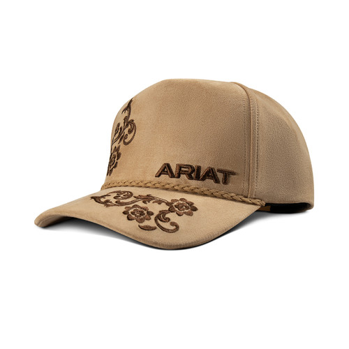Ariat Ladies Tan Suede with Embroidered Paisley Print Snapback Hat
