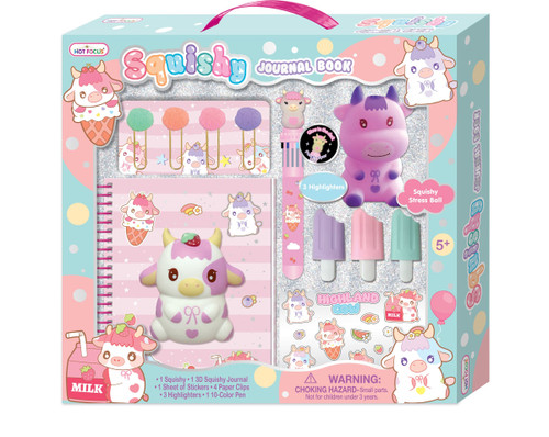 Hot Focus Toddler Girls Highland Cow Squishy Journal Book & Accessories