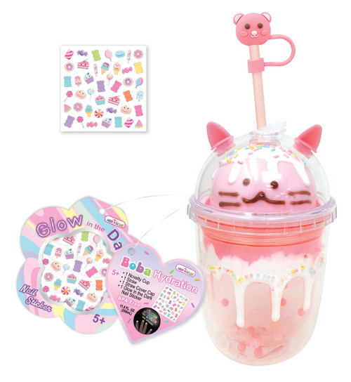 Hot Focus Toddler Girls Critter Boba Cup & Glow Stickers