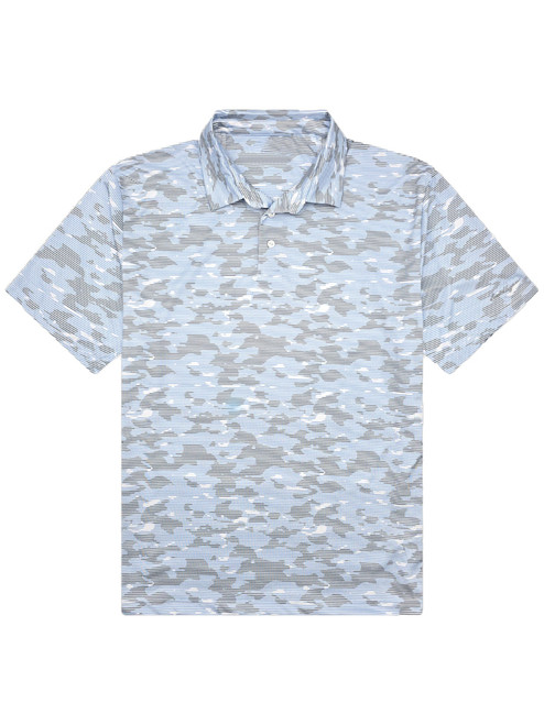 R Country Men's Blue Camo Print Short Sleeve Polo Shirt