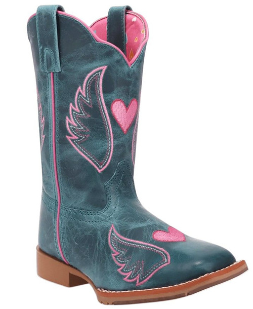 Dan Post Children's & Youth Girls Turquoise & Pink 8" Sweet Crown Western Boots