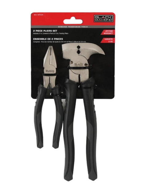 Black Diamond Professional 2‑Piece Pliers Set with Lineman’s and Fencing Pliers