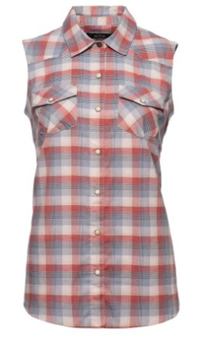 Noble Outfitters Women's Chamoy & Maritime Plaid FullFlexx Western Sleeveless Button Up Shirt