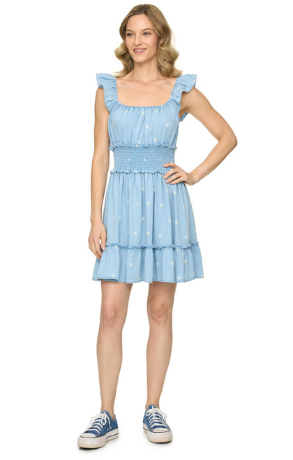 Threadgrit Ladies Light Wash Selene Sleeveless Mini Dress