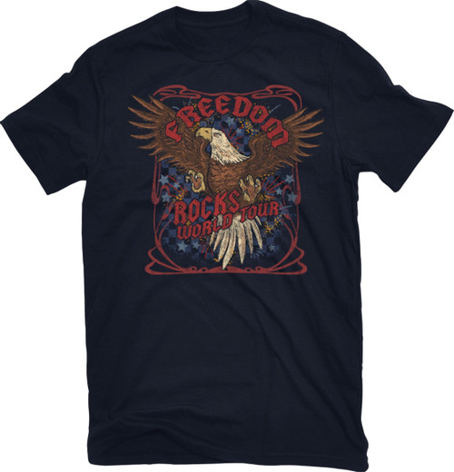 Americana Men's Night Sky Patriotic Freedom Eagle Graphic Short Sleeve T-Shirt