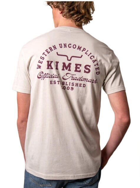 Kimes Ranch Mens Heavy Text Cream Short Sleeve Graphic T-Shirt