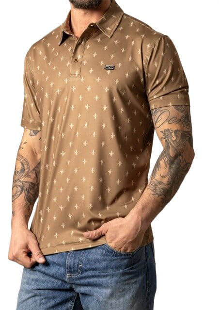 Kimes Ranch Mens Bartram Brown Performance Short Sleeve Polo Shirt