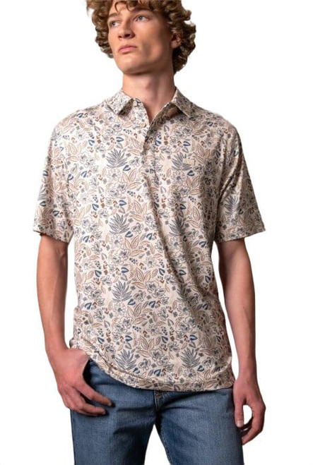 Kimes Ranch Mens Bartram Stone Performance Short Sleeve Polo Shirt