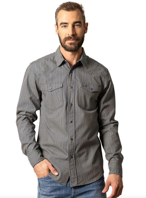 Kimes Ranch Mens Quentin Black Stripe Long Sleeve Western Snap Shirt